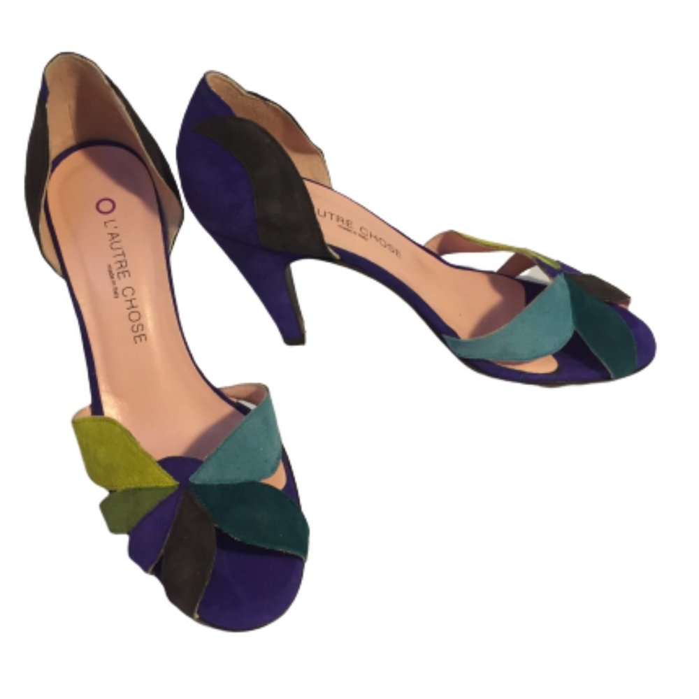 L'autre chose sandals suede purple green suede